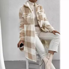 TIFFANY | Long Checkered Fleece Overcoat