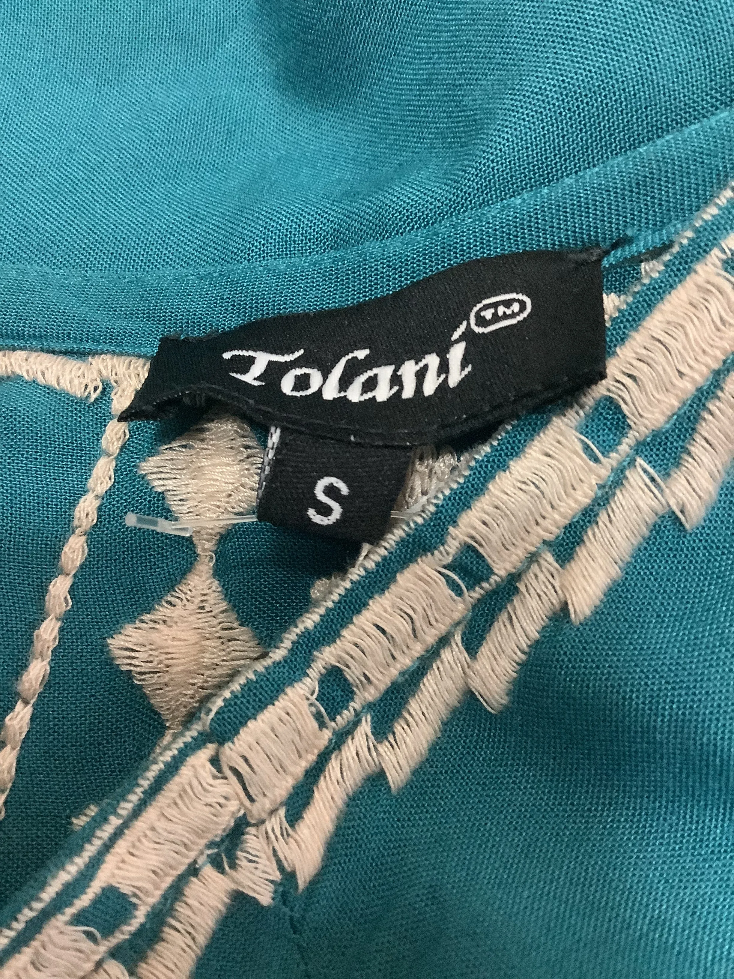 Tolani Dress Teal Embroidered Tunic Size: S