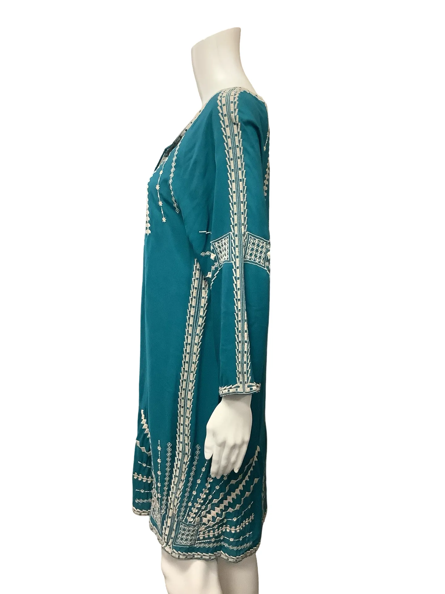 Tolani Dress Teal Embroidered Tunic Size: S
