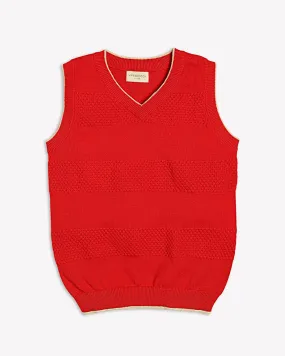 Vibrant Red V-Neck Knitted Vest
