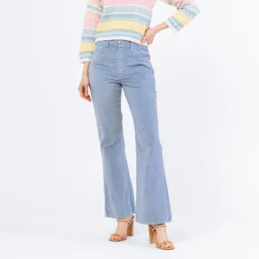 Vintage 70s Baby Blue Corduroy Flared Unisex Pants - Small to Medium, 29" Waist