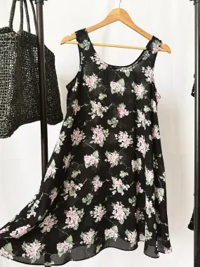 Vintage 90s Floral Mini Babydoll Dress w/pockets
