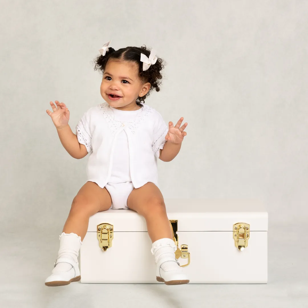 White Crochet Cardigan & Romper Set