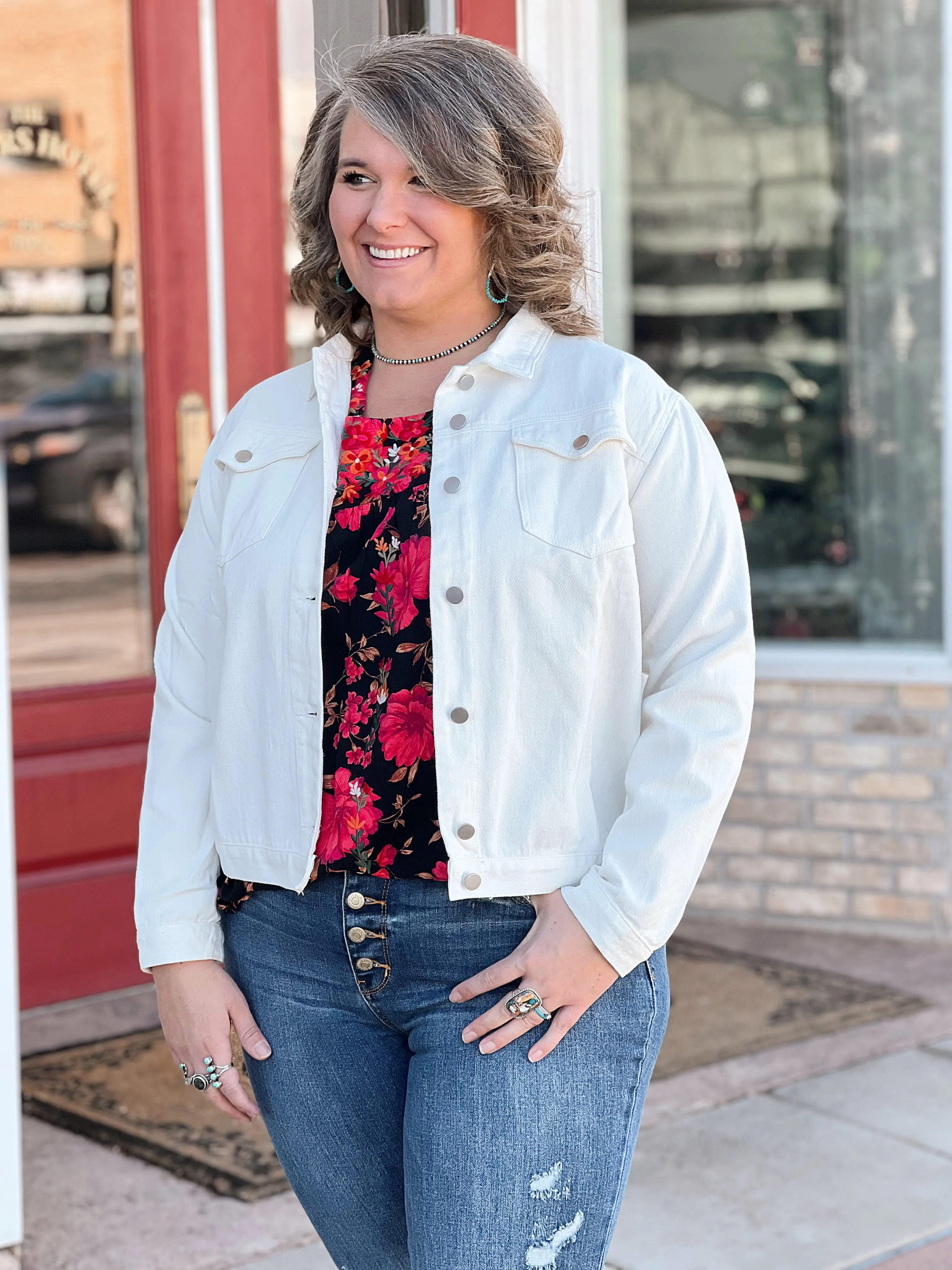 White Hot Fringe Denim Jacket