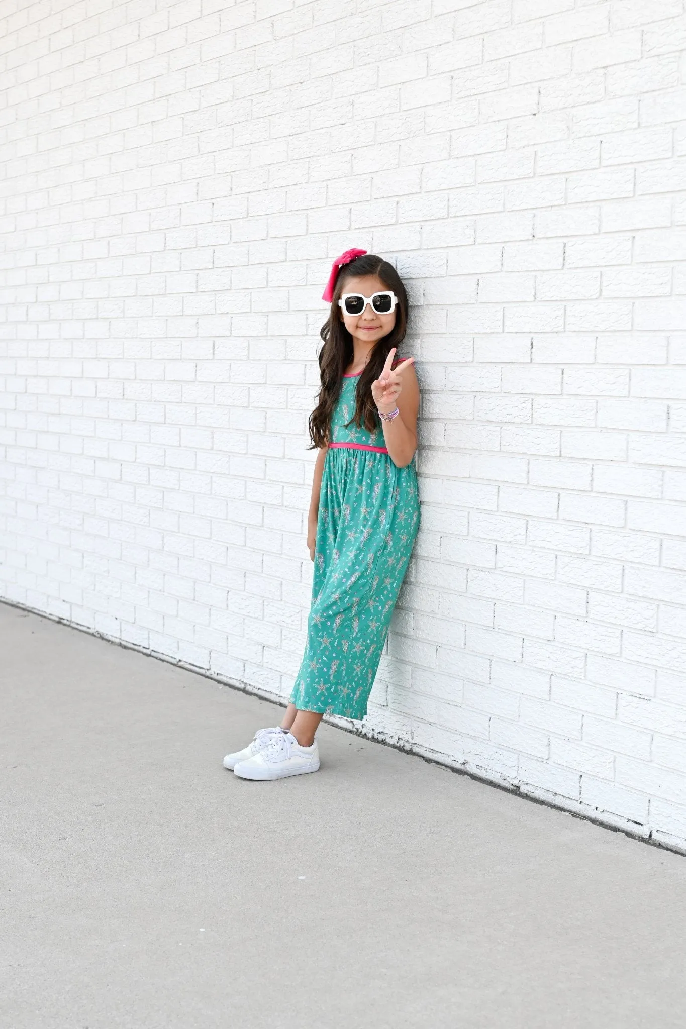 Wide Leg Romper in Dancing Seahorses