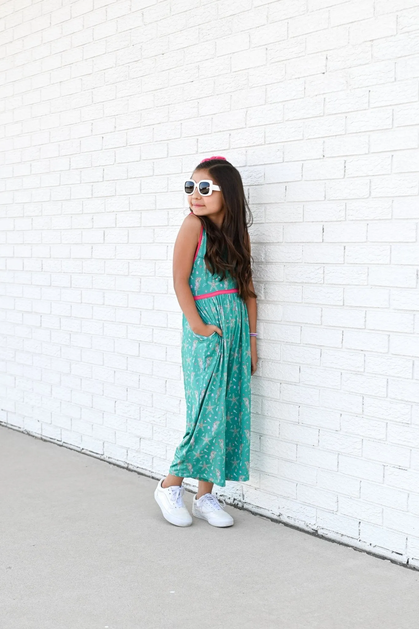 Wide Leg Romper in Dancing Seahorses