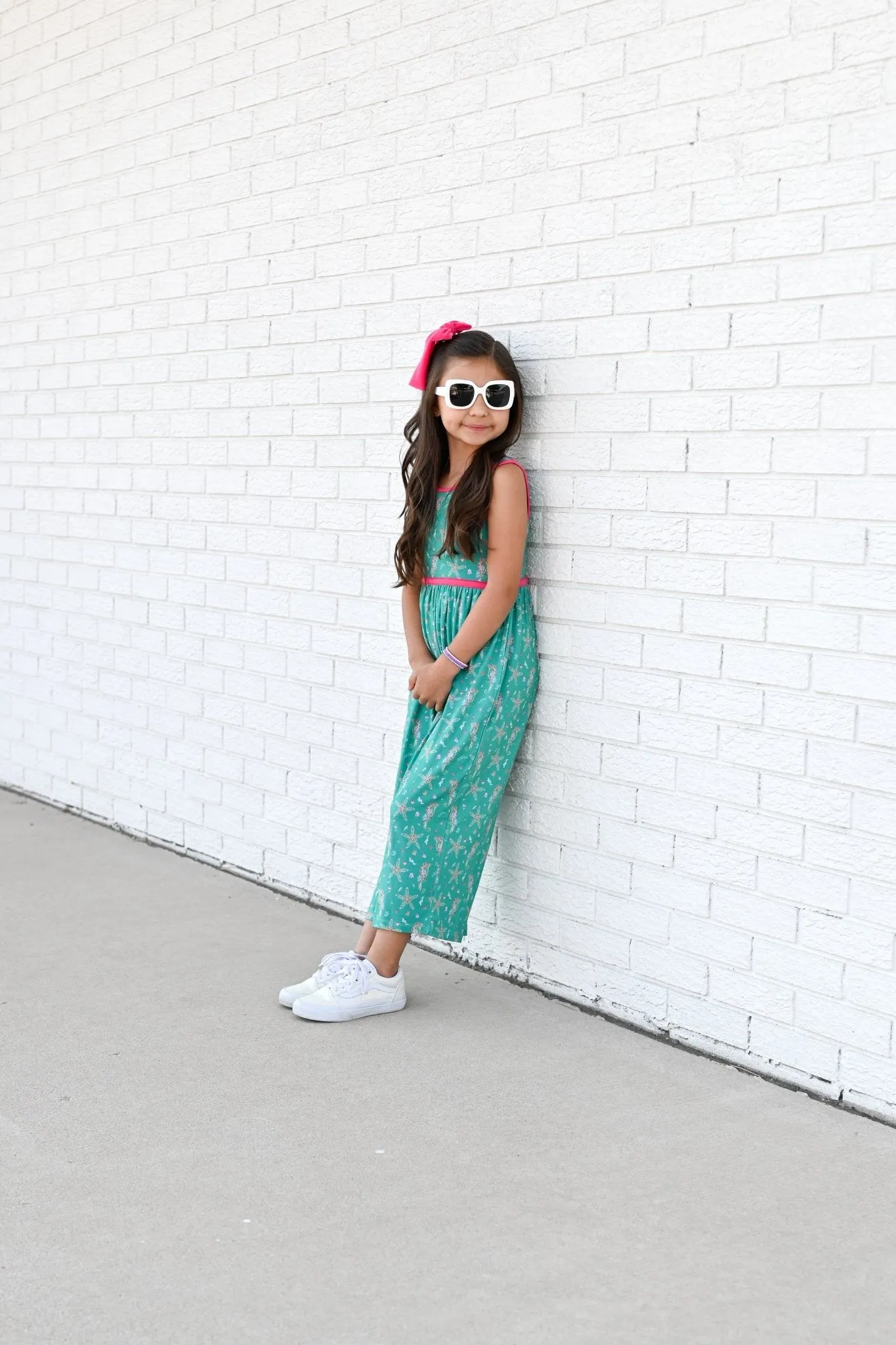 Wide Leg Romper in Dancing Seahorses