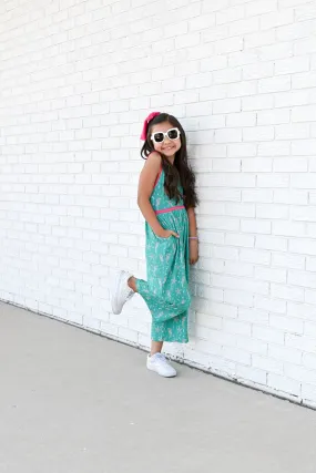 Wide Leg Romper in Dancing Seahorses