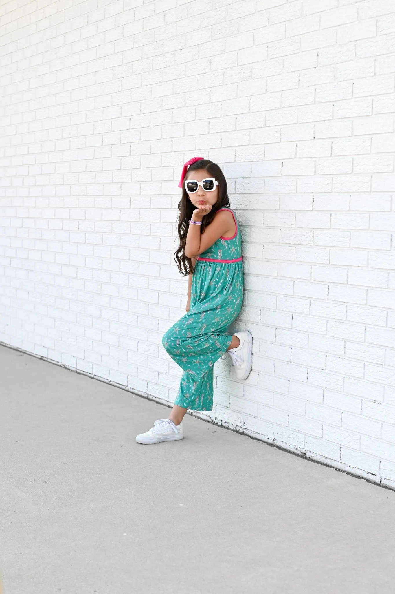 Wide Leg Romper in Dancing Seahorses