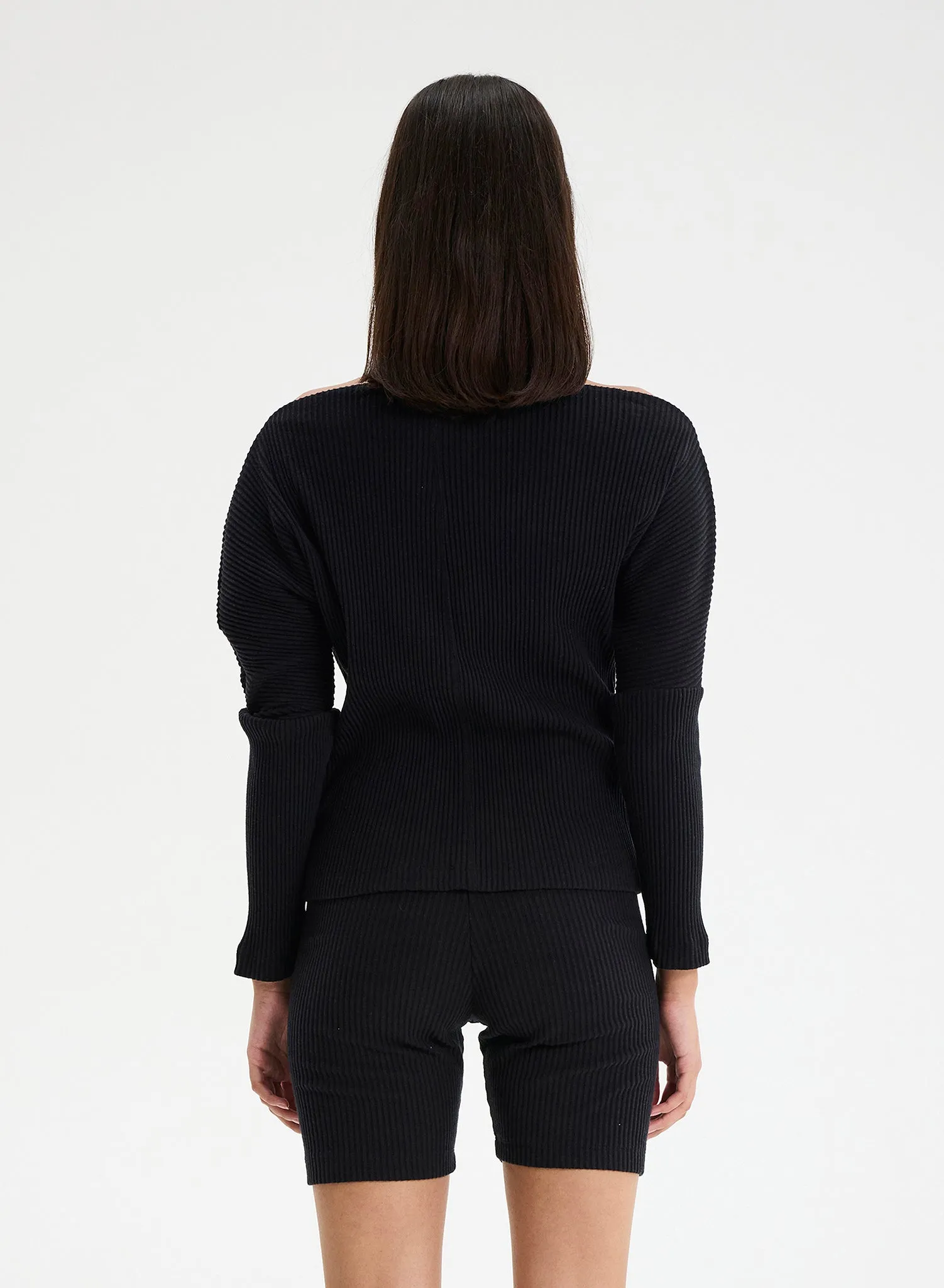 WINNIE - Open Neck L/S Ribbed Top