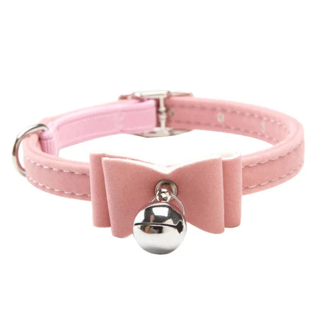 With Bell Quick Release Pet Dog & Cat Collar Kitten Velvet Bow Tie