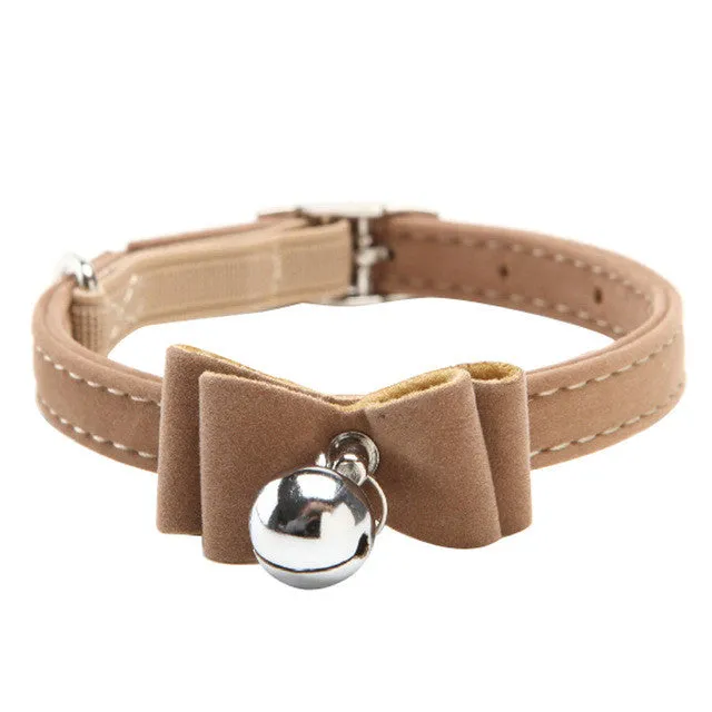 With Bell Quick Release Pet Dog & Cat Collar Kitten Velvet Bow Tie