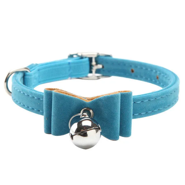 With Bell Quick Release Pet Dog & Cat Collar Kitten Velvet Bow Tie