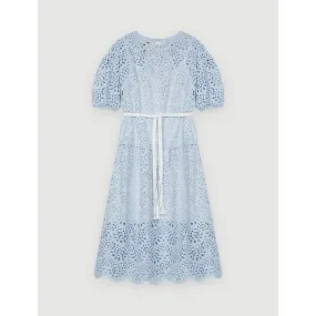 Women Bare-Back Guipure Dress - Blue Sky