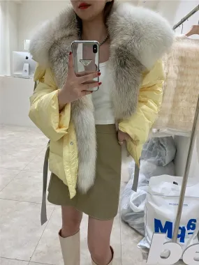 Women Winter Goose Down Coats 2024 Fashion Lady Thick Warm Real Fox Fur Collar Down Coats Female Jackets