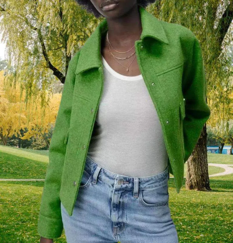 Women’s Long Sleeve Cropped Buttoned Jacket in 7 Colors S-L
