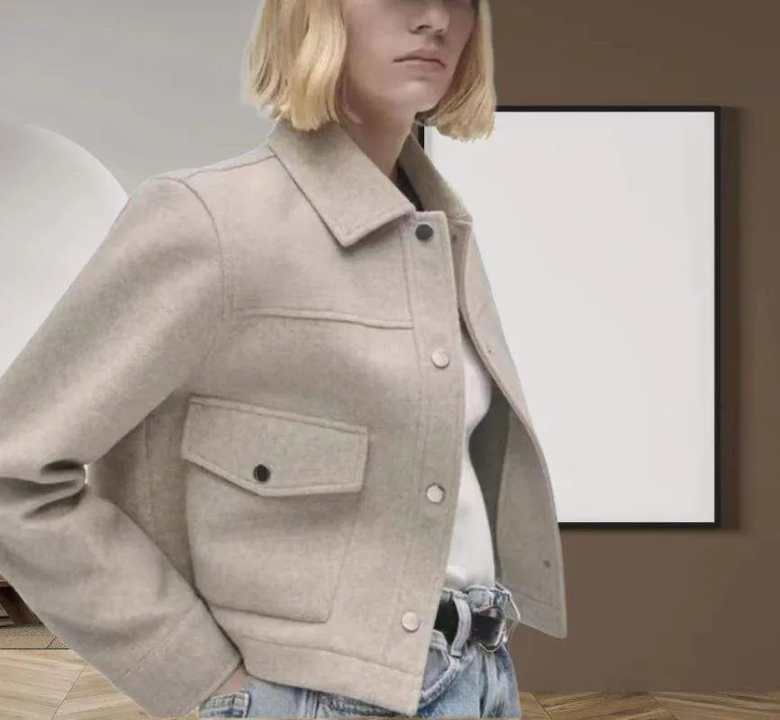 Women’s Long Sleeve Cropped Buttoned Jacket in 7 Colors S-L