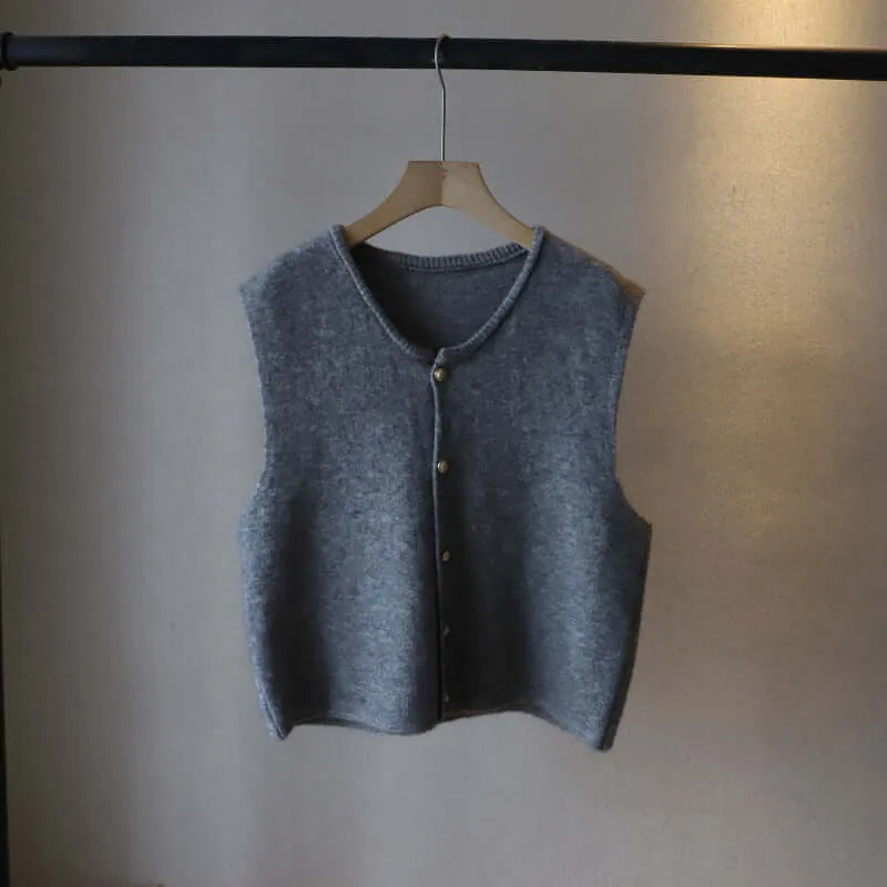 Women's Soft Knitted Vest with Button Closure