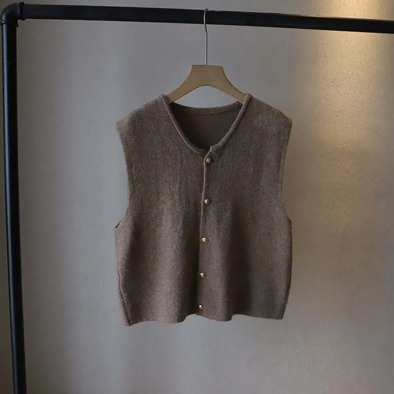 Women's Soft Knitted Vest with Button Closure