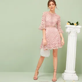 Women's Spring/Summer Lace High-Waist A-Line Dress