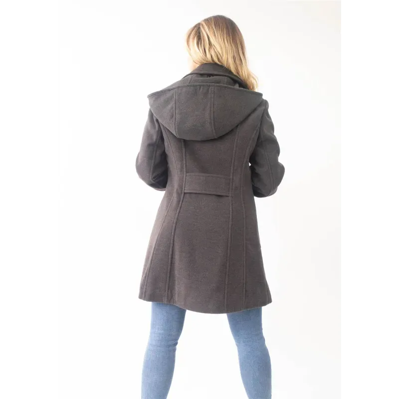 Wool Feel Double Breasted Hooded Coat