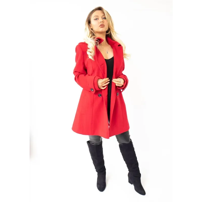 Wool Feel Double Breasted Hooded Coat