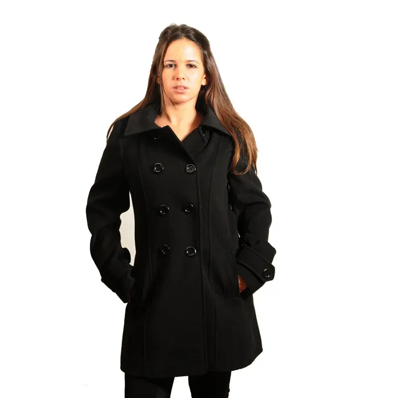 Wool Feel Double Breasted Hooded Coat