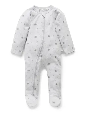 Zip Growsuit - Pale Grey Leaf