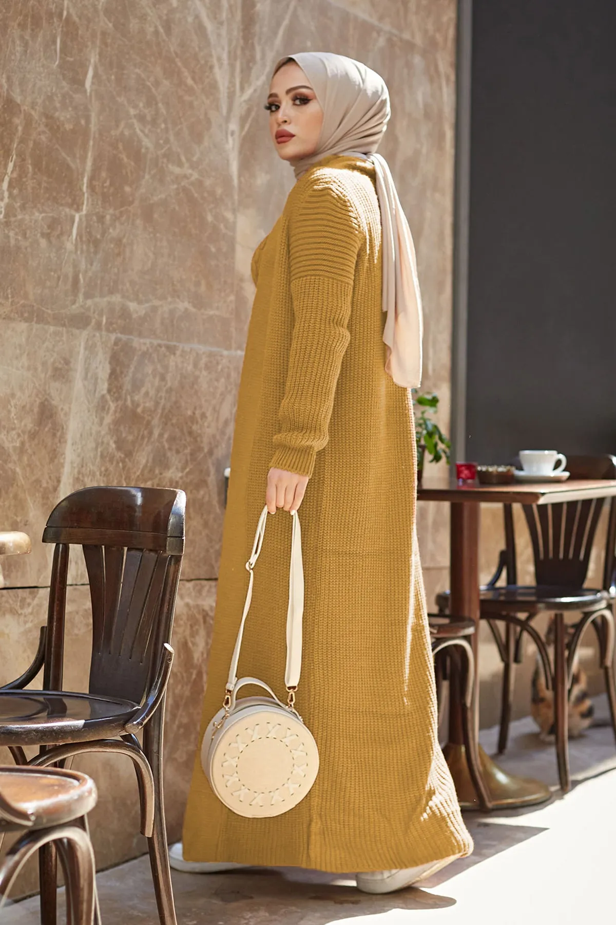 ZRF Women Knit Mustard Cardigan Dress Suit - Ródos